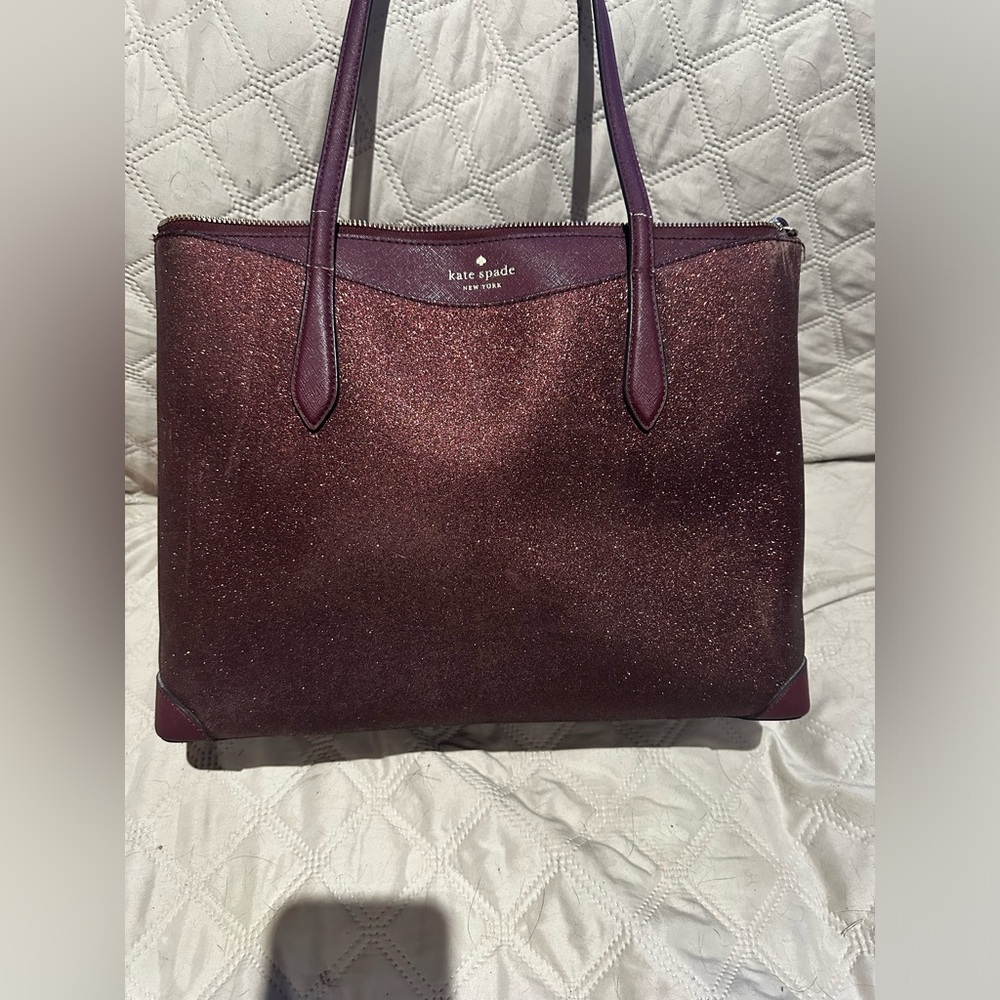 Kate Spade - Shimmy Glimmer Tote Bag. Deep Nova Burgundy.